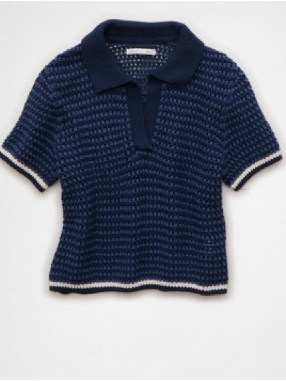 American Eagle Cropped Crochet Polo